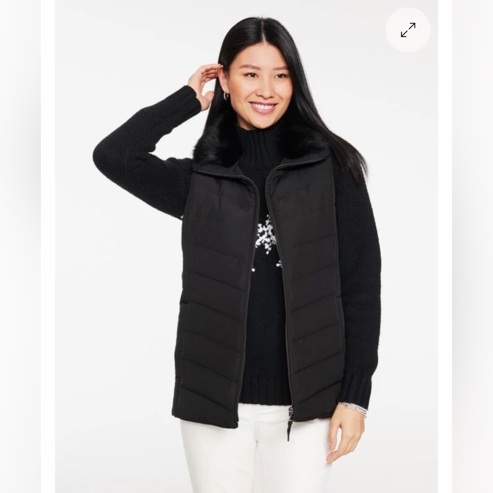 Talbots Black Outerwear with Faux Fur Accent size L - Picture 3 of 9